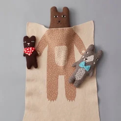 Bear Mini Blanket - Oatmeal & Brown