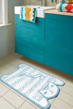 Blue Cat Bath Mat