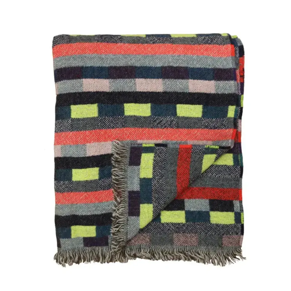 Glitch Woven Throw - Denim Blue