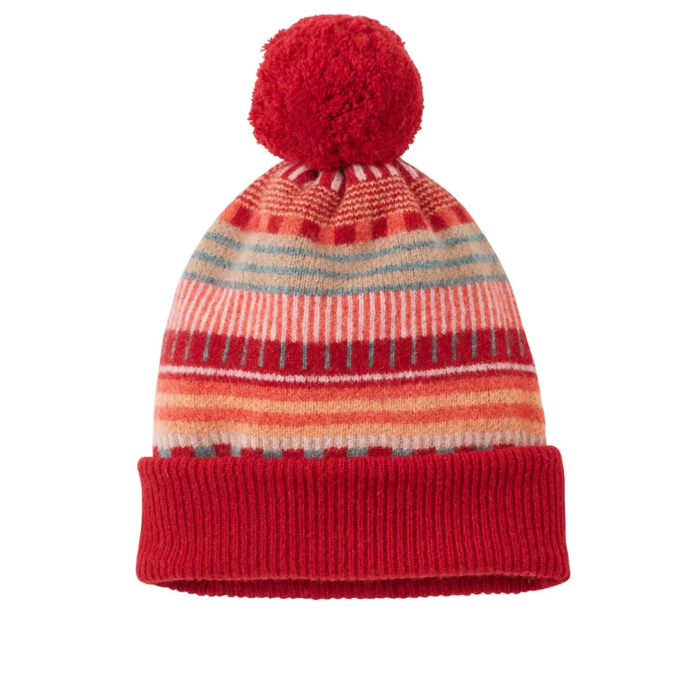 Static Stripe Beanie Hat- Dubonnet