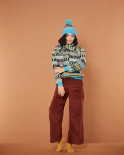 Static Stripe Beanie Hat - Turquoise