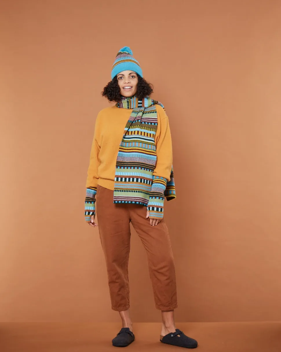 Static Stripe Beanie Hat - Turquoise