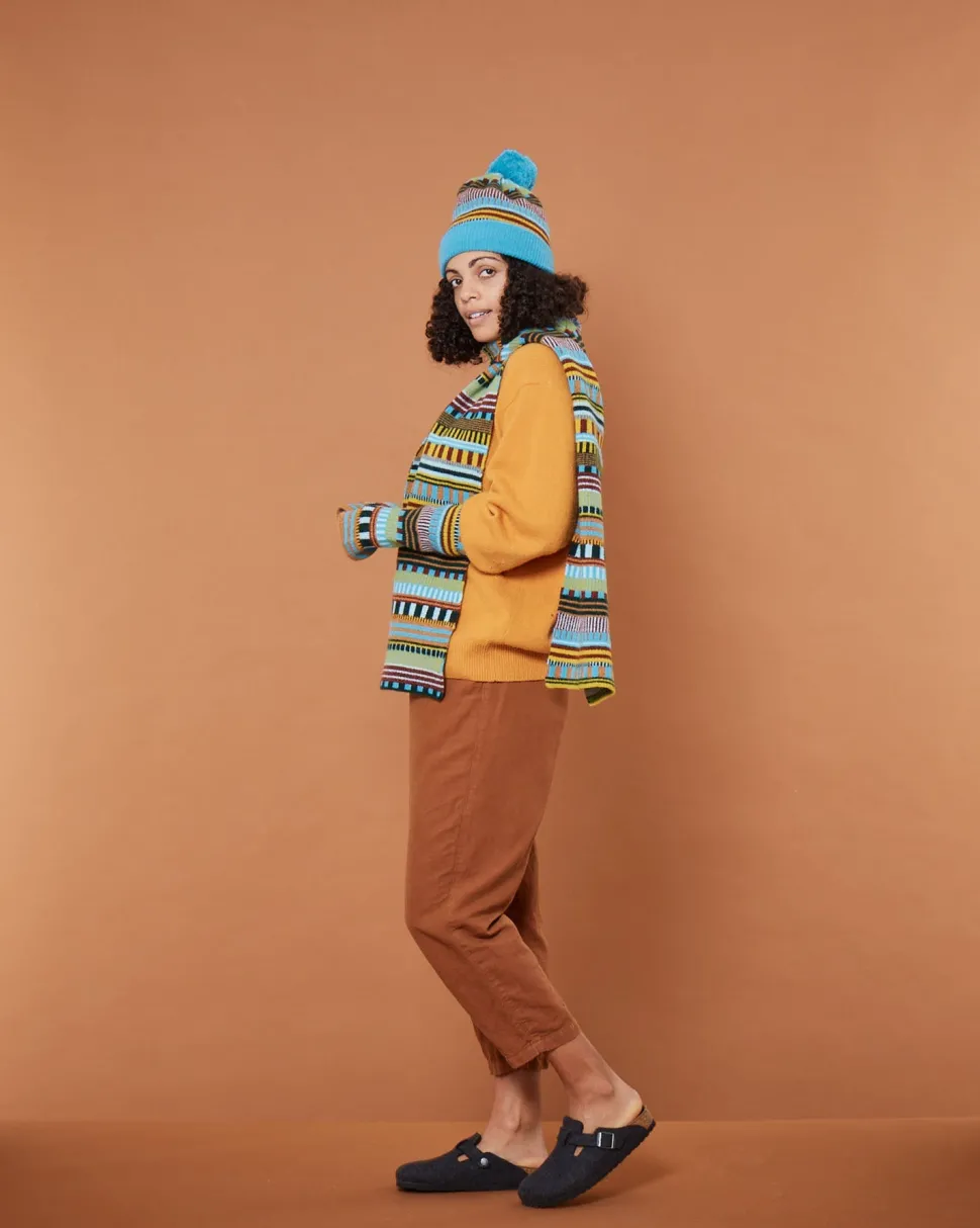 Static Stripe Beanie Hat - Turquoise